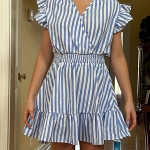NWT CupShe Blue and White Striped Dress